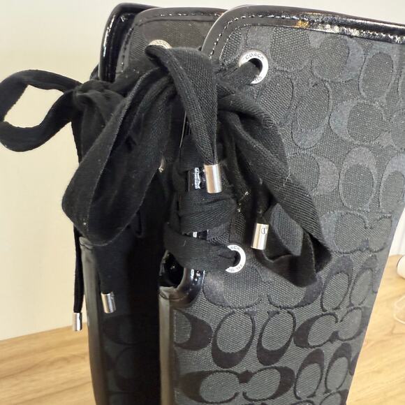 Coach Womens Black Logo To the Knee Tristee Rain Boot Size 7 - Picture 5 of 16